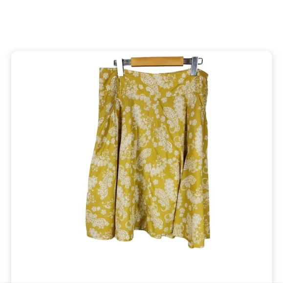 Vintage Sears Cherokee Paisley Cotton A Line Skirt Midi Goldenrod Yellow Size 12 - Picture 1 of 14